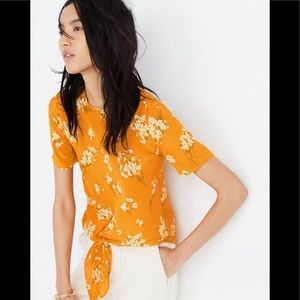 Madewell silk tie blouse with flower print